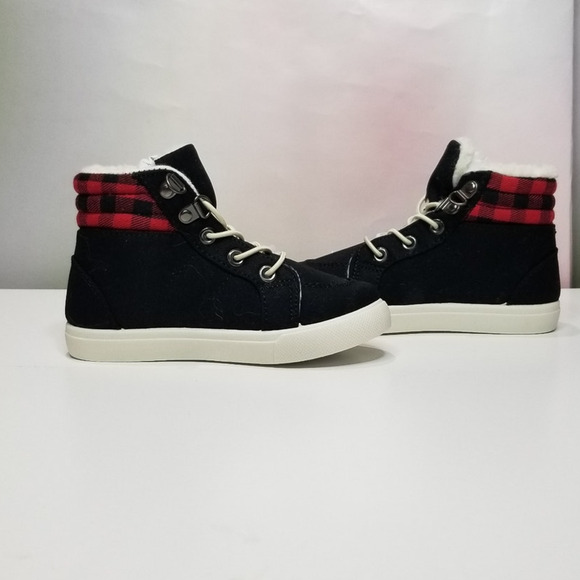 Toddler Sherpa Lined Plaid Hi Top Sneakers Size 10 NWT - Picture 2 of 8